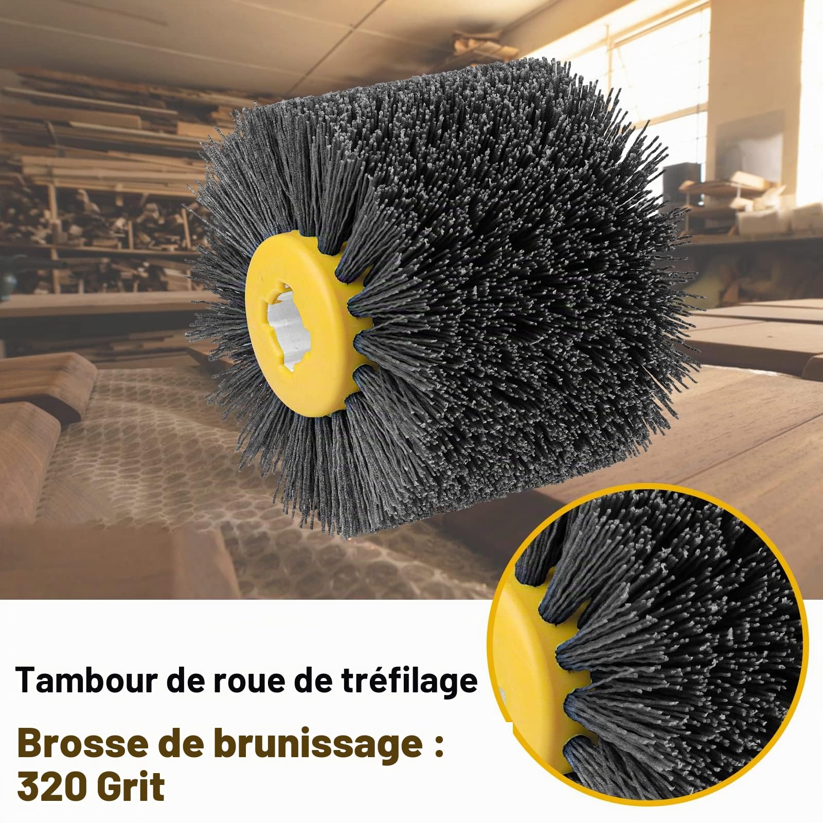 Brosse Nylon Abrasifs 320 Grain, 120x100mm Brosse de Meulage pour Nettoyer/Dérouiller/Dégriser/ébavurer Compatible avec Rénovateur Exterieur - Gris