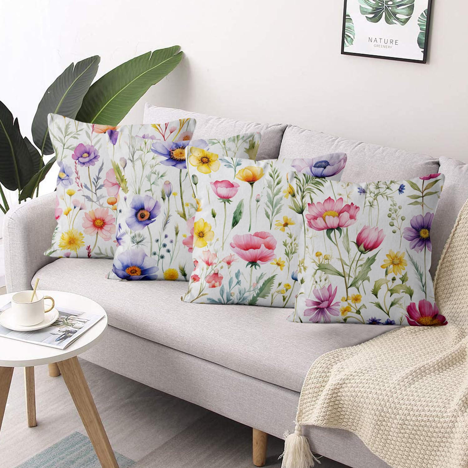 Zierkissenbezug 18x18 Zoll – Wasserdichter Schmetterlings-Blumen-Druck, Für Sofa & Outdoor, Mit Reißverschluss