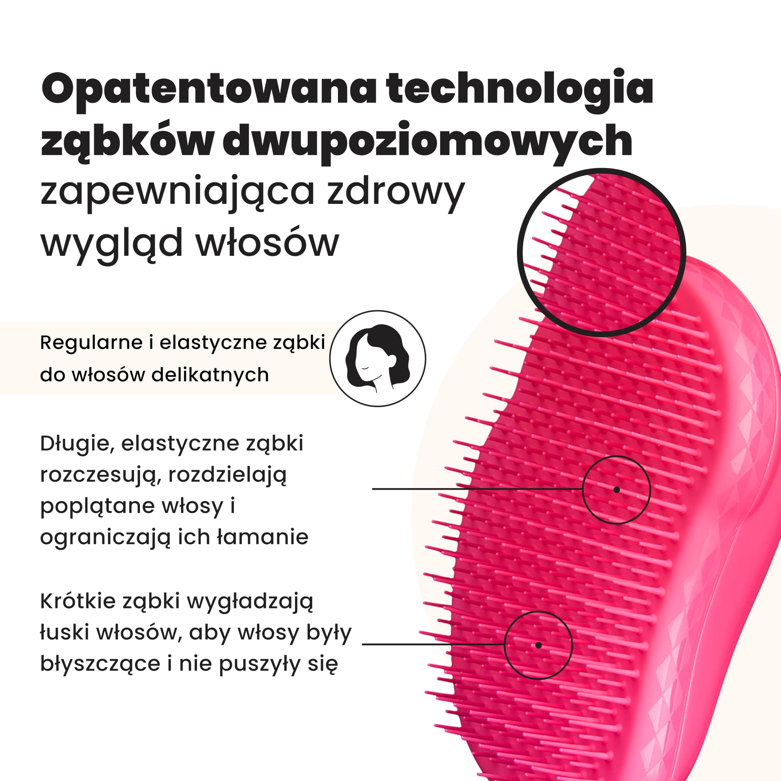 Tangle Teezer Original - Do włosów mokrych i suchych - Szczotka do rozczesywania do wszystkich rodzajów włosów - Dwupoziomowe ząbki zmniejszają łamliwość i eliminują splątania - Różowy mus