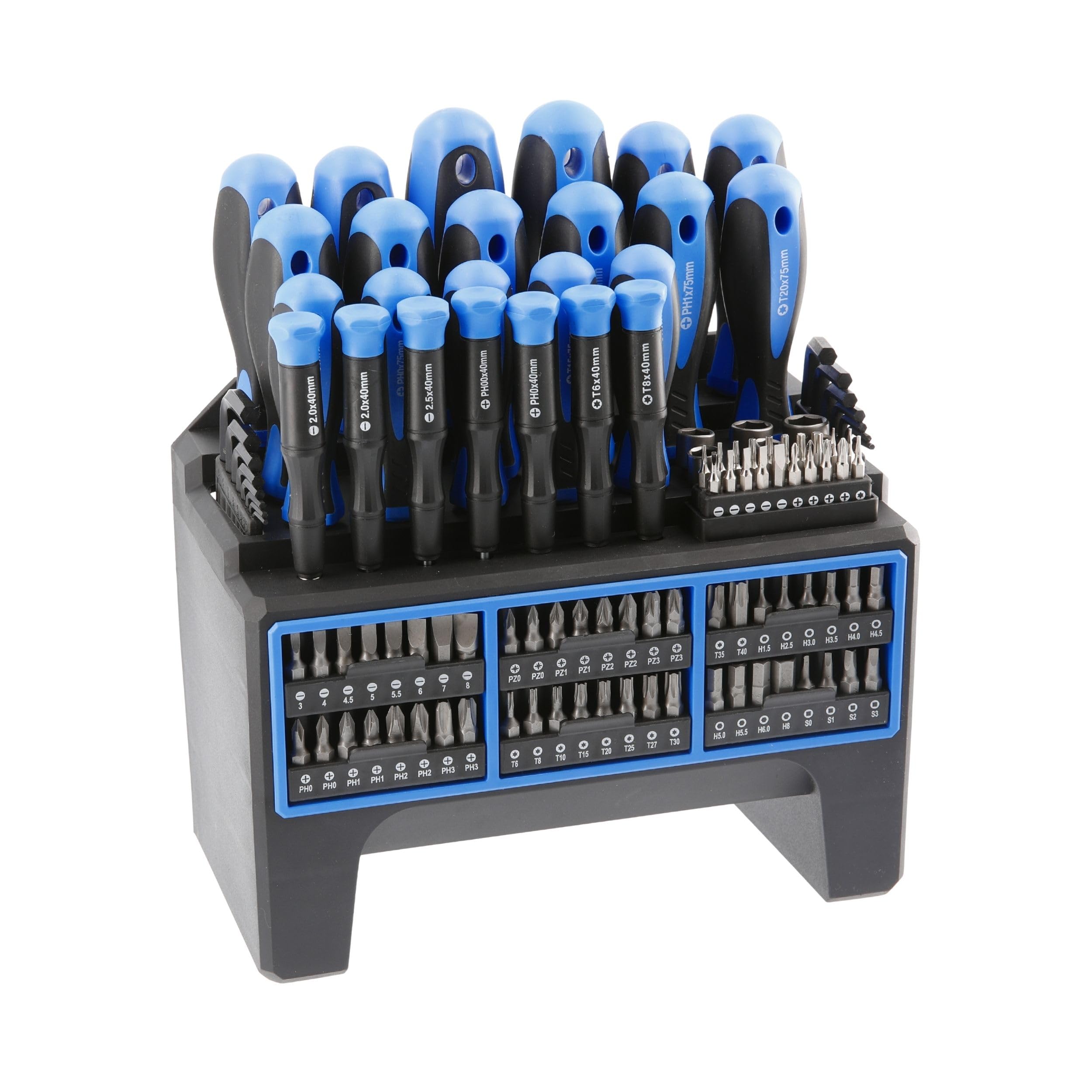 HÖGERT TECHNIK 114-Piece Screwdriver & Bit Set, Universal Tool Kit with Magnetic Screwdrivers, Screwdriver Bits & Hex Keys, Black/Blue — image 1