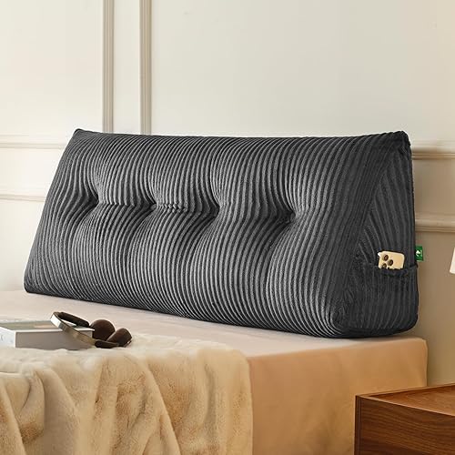 Z-hom Almohada de cabecera completa, almohada de lectura de cuña triangular para cama o sofá, cojín ergonómico para respaldo para sentarse, leer o