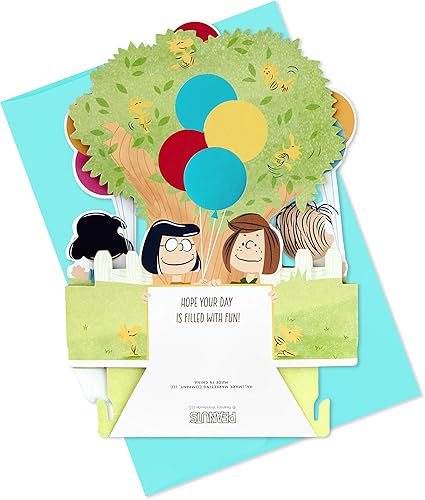 Miniatura 6 de Hallmark Paper Wonder Peanuts - Tarjeta de cumpleaños desplegable (Snoopy, Charlie Brown, Día lleno de diversión)