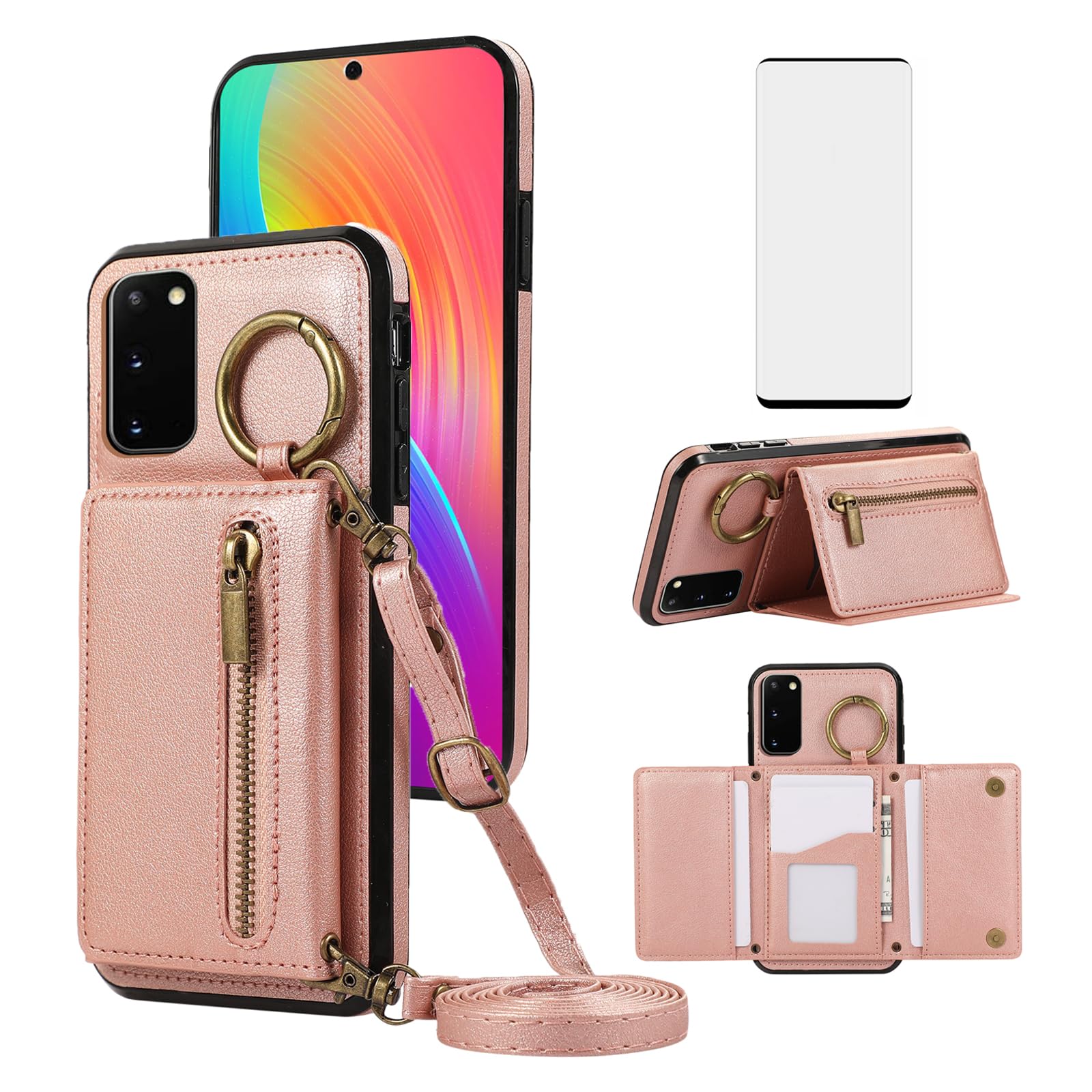 Coque Galaxy S20 Plus Asuwish antichoc de couleur or rose - 8