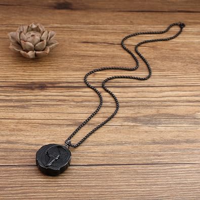 COAI Men's Viking Necklace Bold Eagle Raven Obsidian Necklace for Men Women, Stainless Steel Chain/Adjustable Nylon Cord