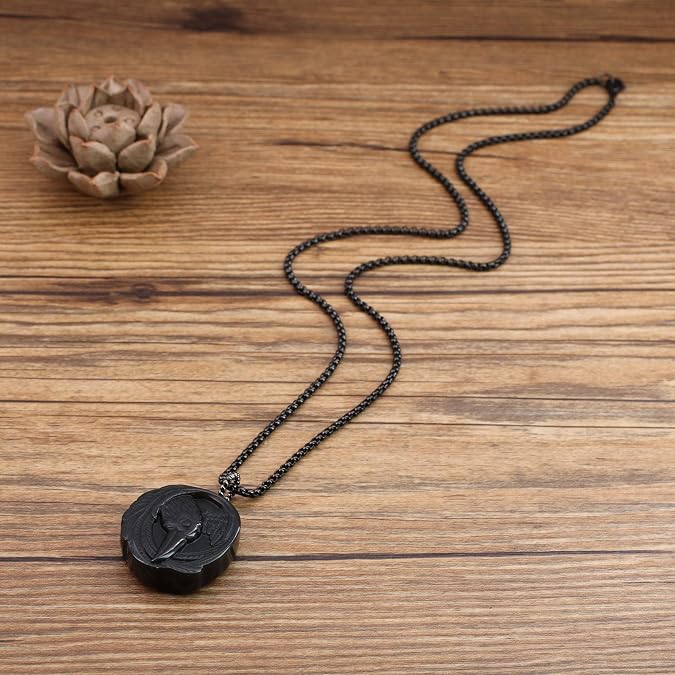 COAI Men's Viking Necklace Bold Eagle Raven Obsidian Necklace for Men Women, Stainless Steel Chain/Adjustable Nylon Cord