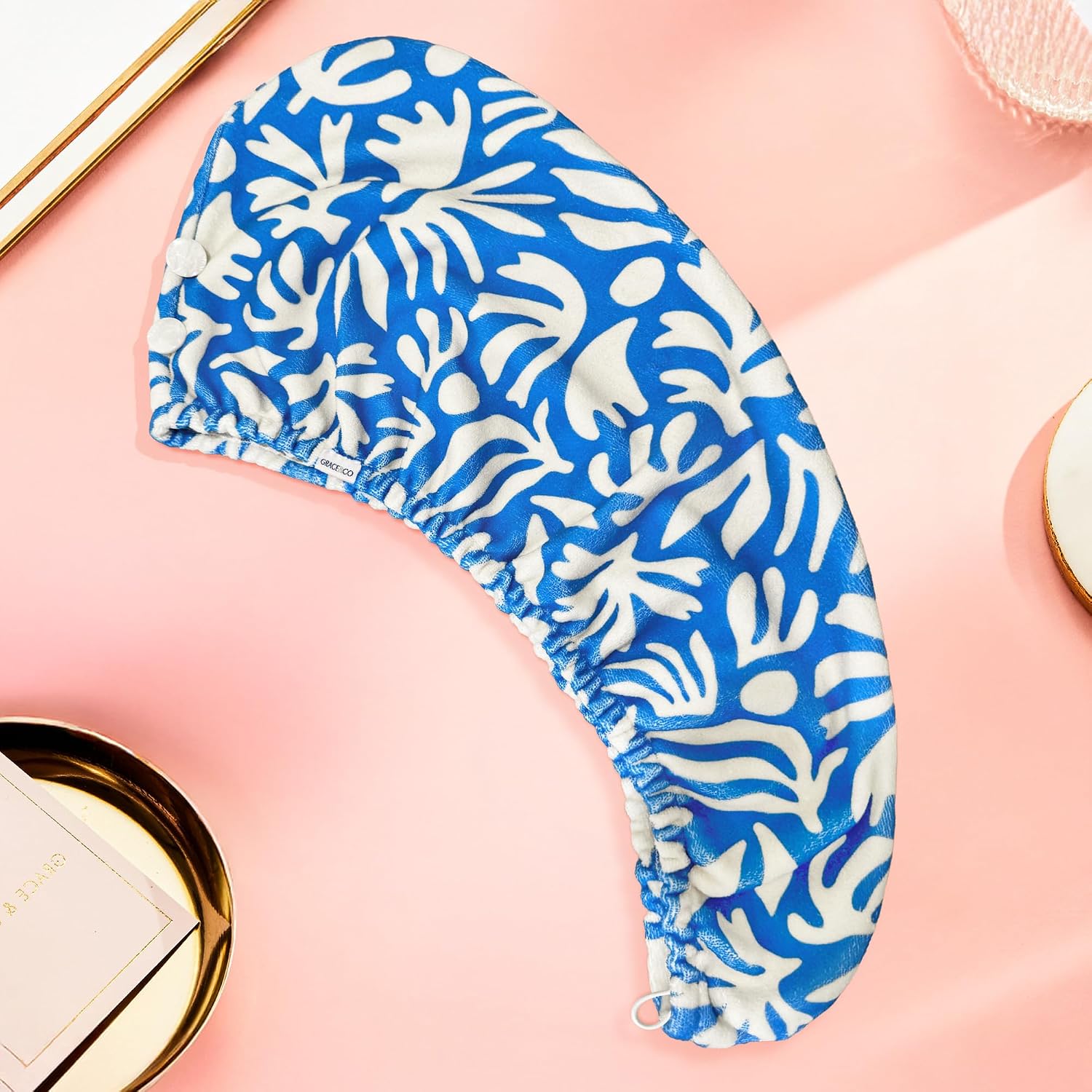 GRACE & COMPANY Luxe Microfiber Hair Towel Wrap for Women - Super Absorbent Quick Drying Towel for Curly, Long and Natural Hair - Porto