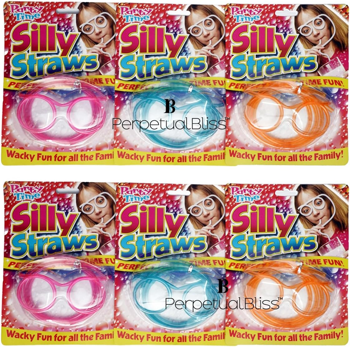 Perpetual Bliss Laxmi Collection Funny Silly Straws for Kids Birthday Party |(Pack of 6)|