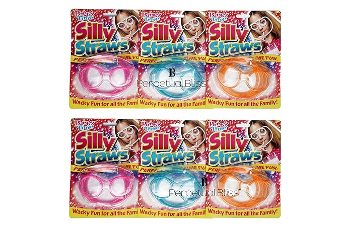 Perpetual Bliss Laxmi Collection Funny Silly Straws for Kids Birthday Party |(Pack of 6)|