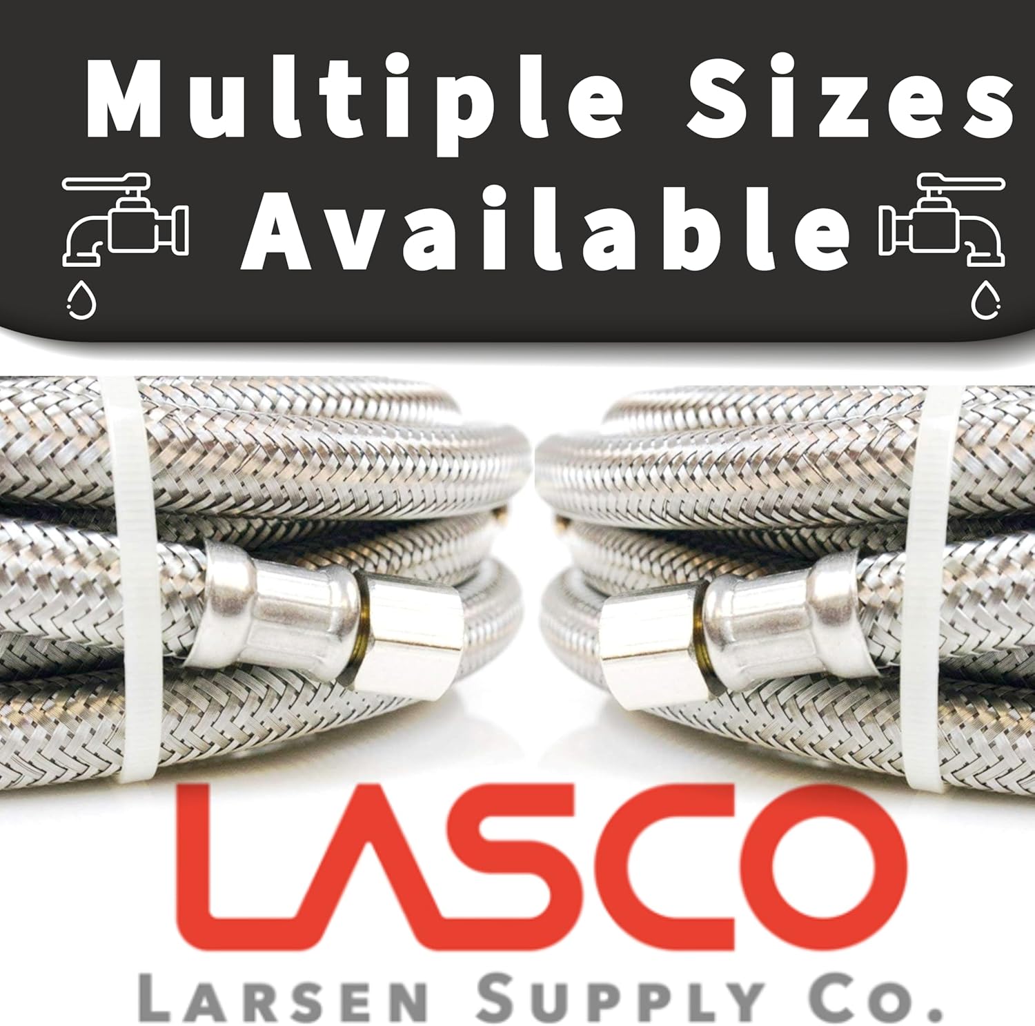 LASCO 10-0958 20-Foot Ice Maker Water Supply Line, Braided Stainless Steel, 1/4-Inch Female Compression X 1/4-Inch Female Compression