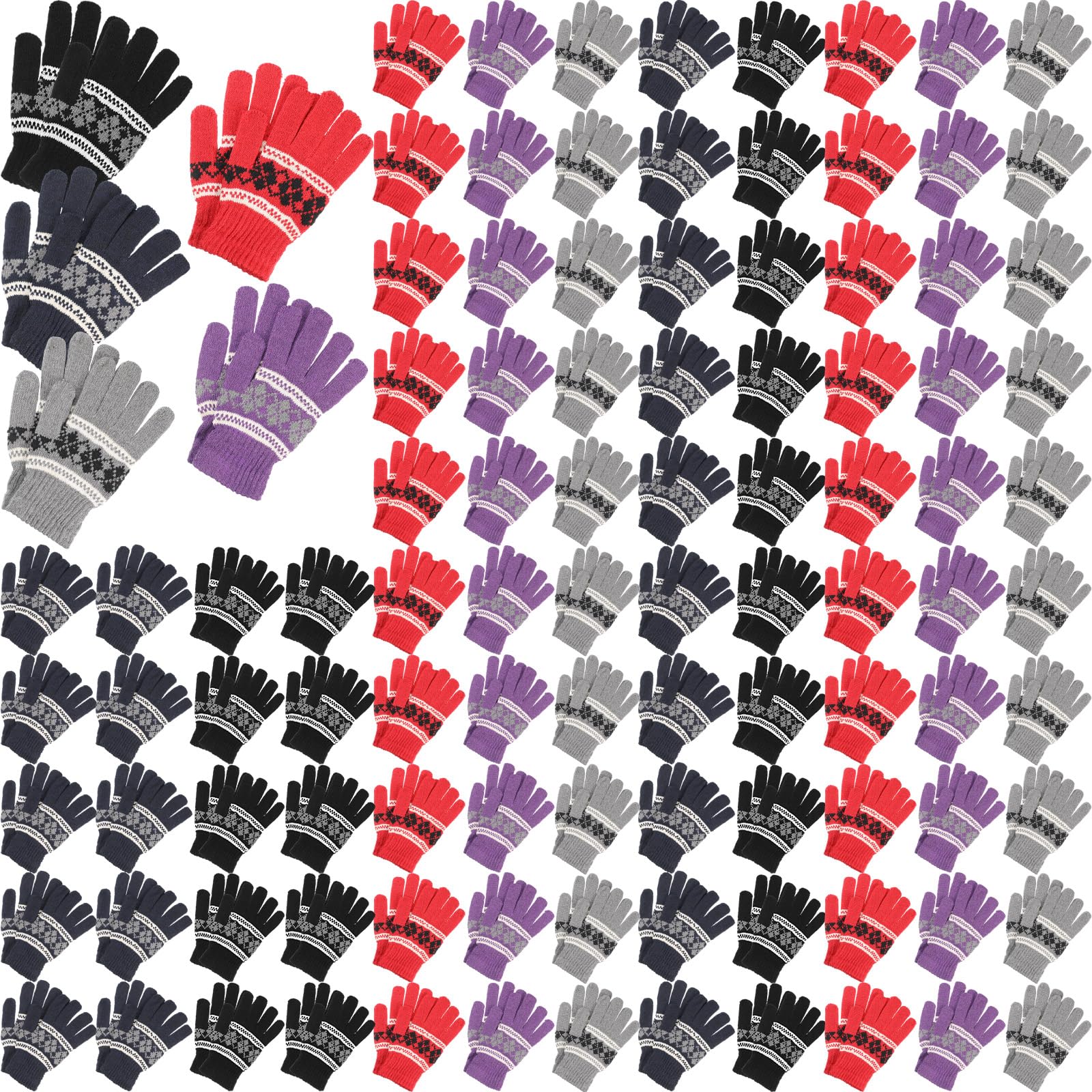 Handepo Winter Gloves Bulk Unisex Winter Knitted Warm Gloves for Men Women Homeless People, Gift for Christmas