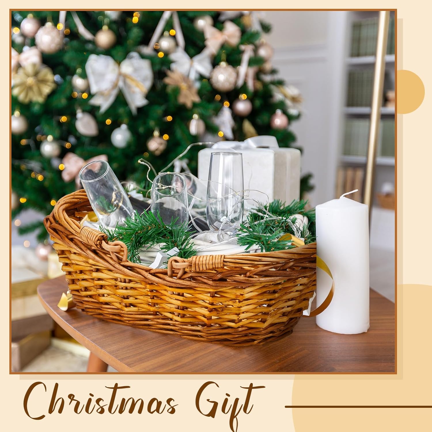 Sintuff 6 Pcs Wicker Picnic Basket with Handle Garden Harvest Empty Easter Eggs and Candy Basket Oval Willow Woven Storage for Organizing, Fruit Egg Storage Gathering Wedding Gifts (Natural)