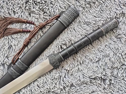 Vista 2 de LOONGSWORD - Espada wolong jian hecha a mano con hoja de acero forjado de alto carbono y accesorios de aleación, perfecta para kung fu de China