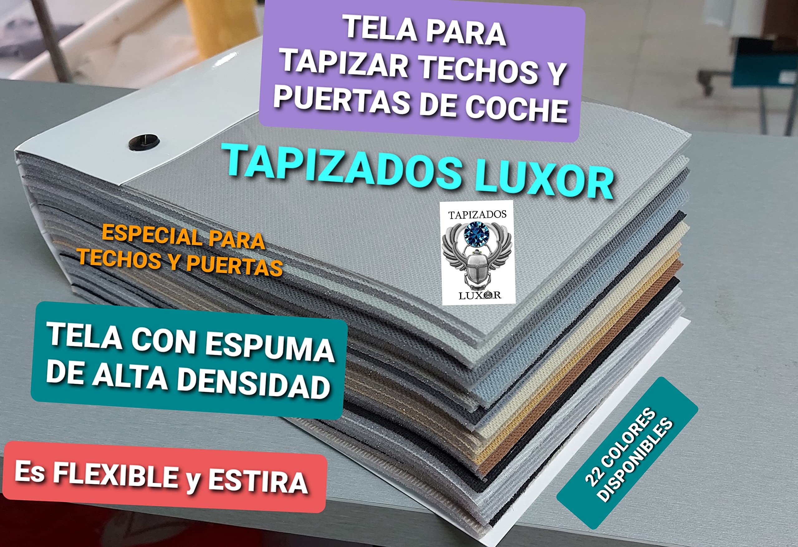 Color LX5/ Kit para TAPIZAR TECHOS DE Coche (Pack de Tela con Espuma 4mm y Charmés BIELASTICO+Pegamento del que tu quieras) (2,5 MT Tela+2Litros Pegamento a Brocha)