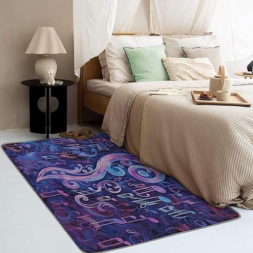 Miniatura 3 de Alfombra de notas musicales y decoración del hogar, alfombra de 4 x 6 pies, alfombras con notas musicales para sala de estar, dormitorio, alfombra