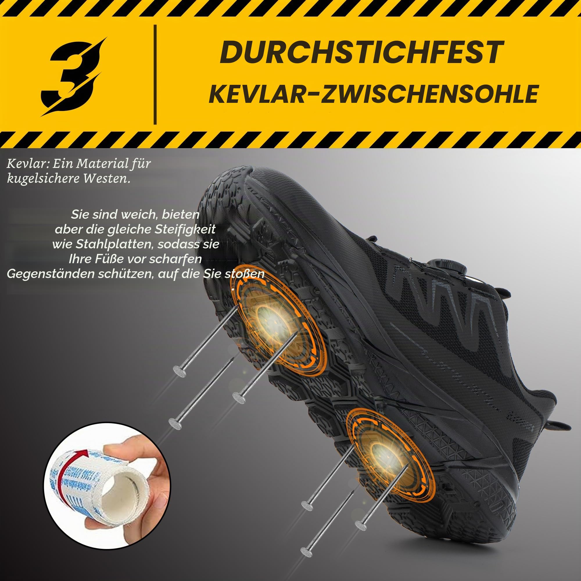 Sicherheitsschuhe Herren Damen Arbeitsschuhe Leicht Stahlkappe S1 Schutzschuhe S3 Arbeitsschutzschuhe Stahlkappenschuhe Arbeits- & Berufsschuhe Schwarz 37