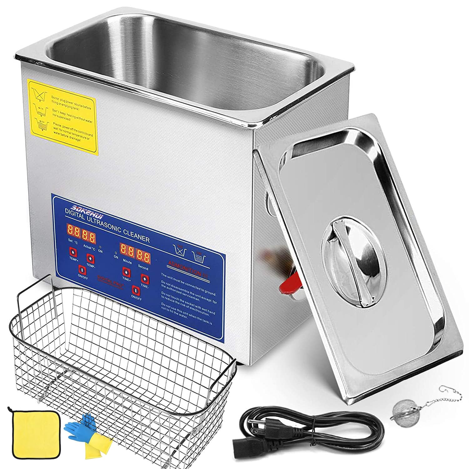 Sdkehui 6L Ultrasonic Cleaner With Heater And Timer, 180W Stainless Steel Ultrasonic Cleaning Machine, Professional Ultrasonic Parts Cleaner Ultrasound Cleaning Machine For Lab Tools Auto Parts
