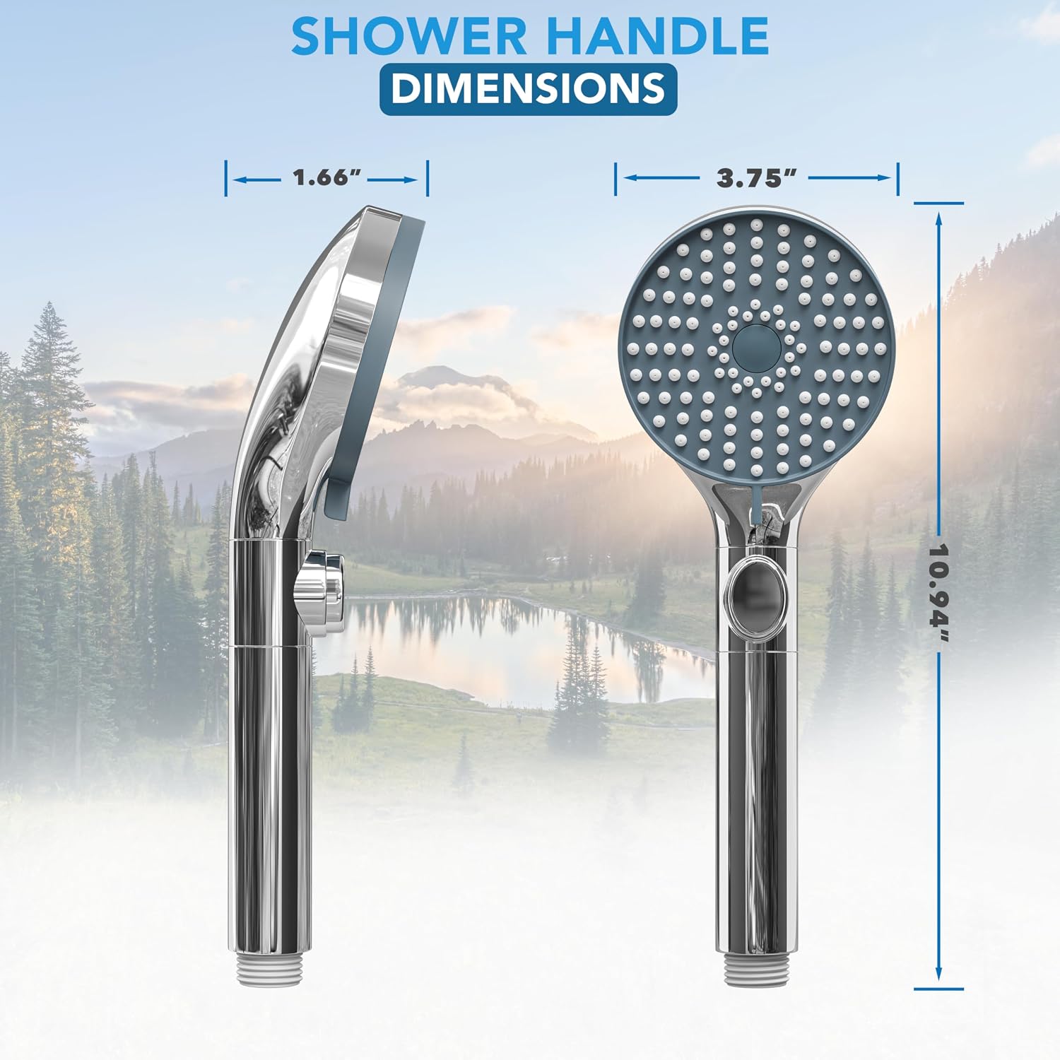 RV Shower Head with Hose ABS Outdoor RV Shower Hose Kit Replacement with ON/OFF Switch for RV, Trailer, Campers, Motorhomes, Fifth Wheels, Boats (Chrome)