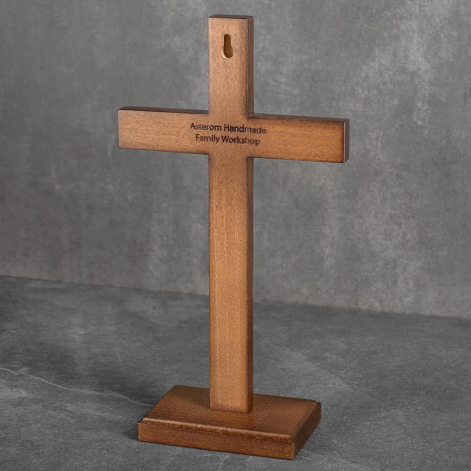 Asterom Handmade Crucifix - Table Wood Cross with Detachable Stand - Unique Standing Catholic Crucifix