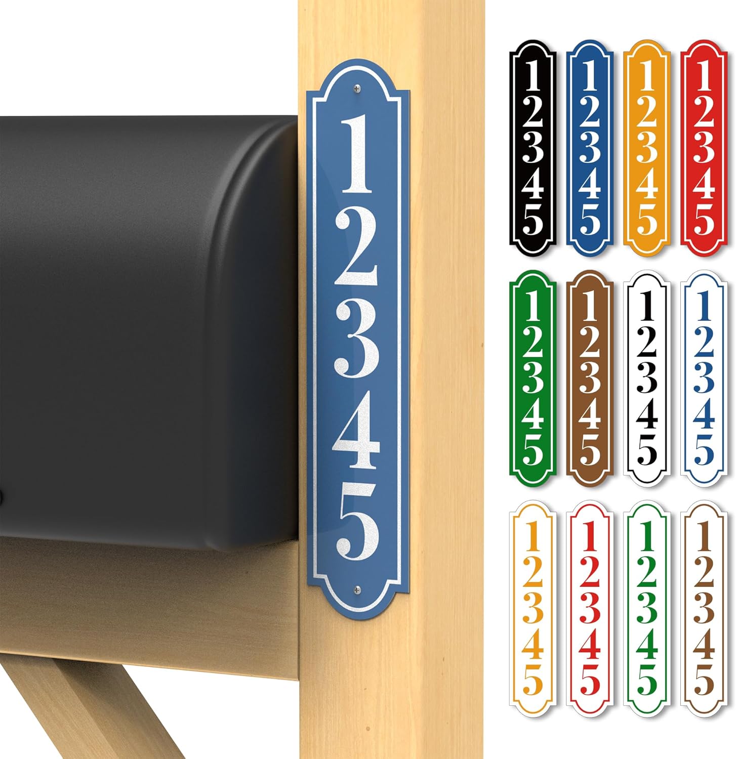 Modern House Numbers - Custom Address Sign - Reflective Mailbox Numbers - Mailbox Post Sign - Vertical Address Plaque - House Wall Plaque (C01)