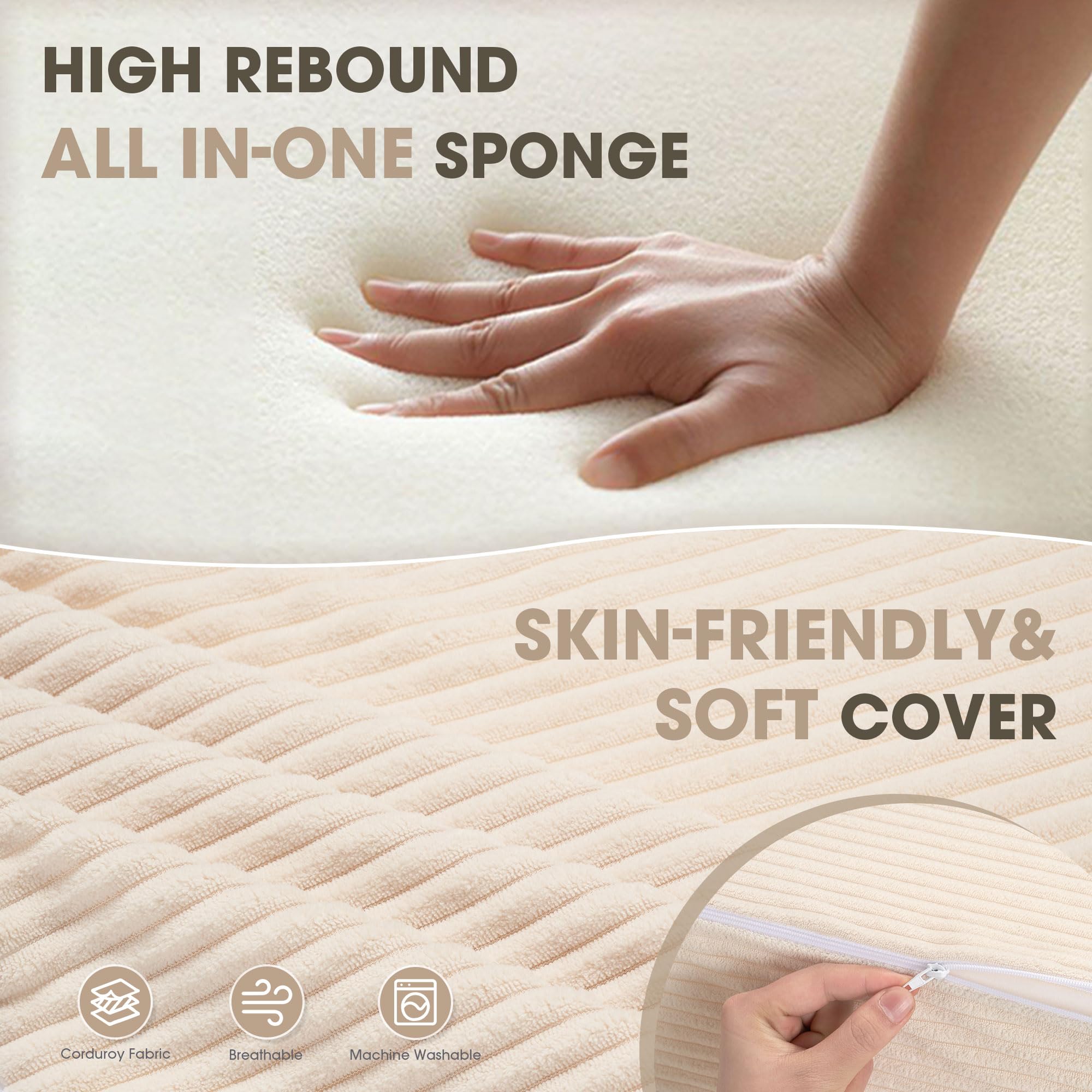 Sofá cama plegable con almohada, silla convertible con funda lavable, silla plegable de espuma viscoelástica, sofá futón para sala de estar, dormitorio, uso de invitados, oficina en casa, 6