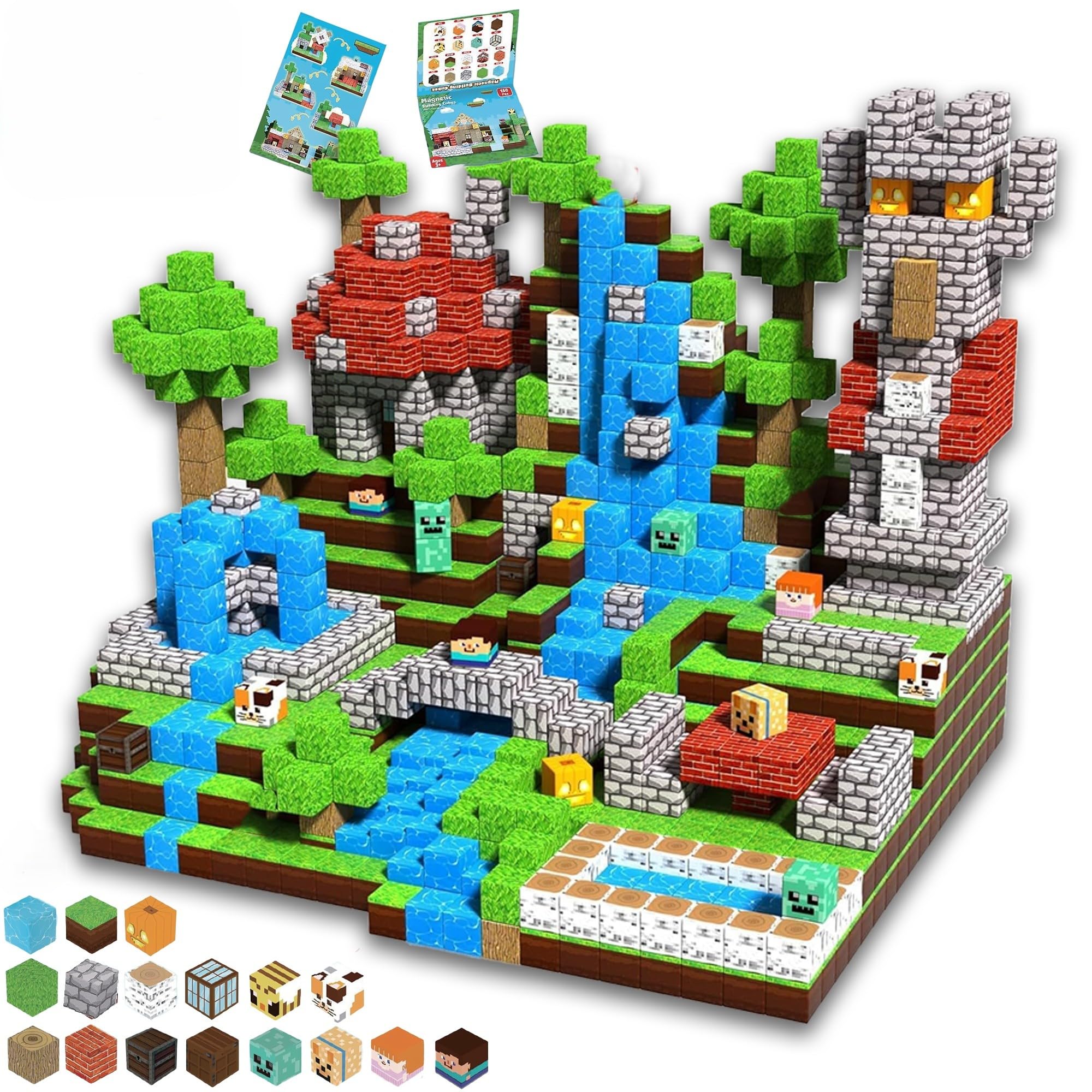 Magnetic Blocks - 150PCS Magnetic Building Blocks - Creative Construction Building Cubes for Kids - Learning Sensory Toys - Birthday for Kids, Toddlers, Boys, Girls