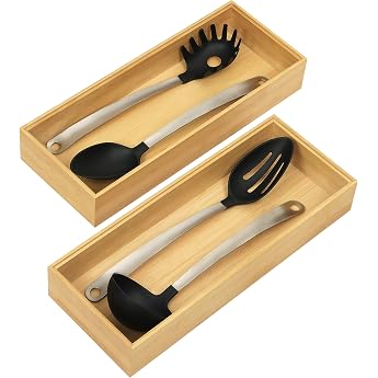 Winter Shore Bamboo Cutlery Tray for Drawers Pack of 2