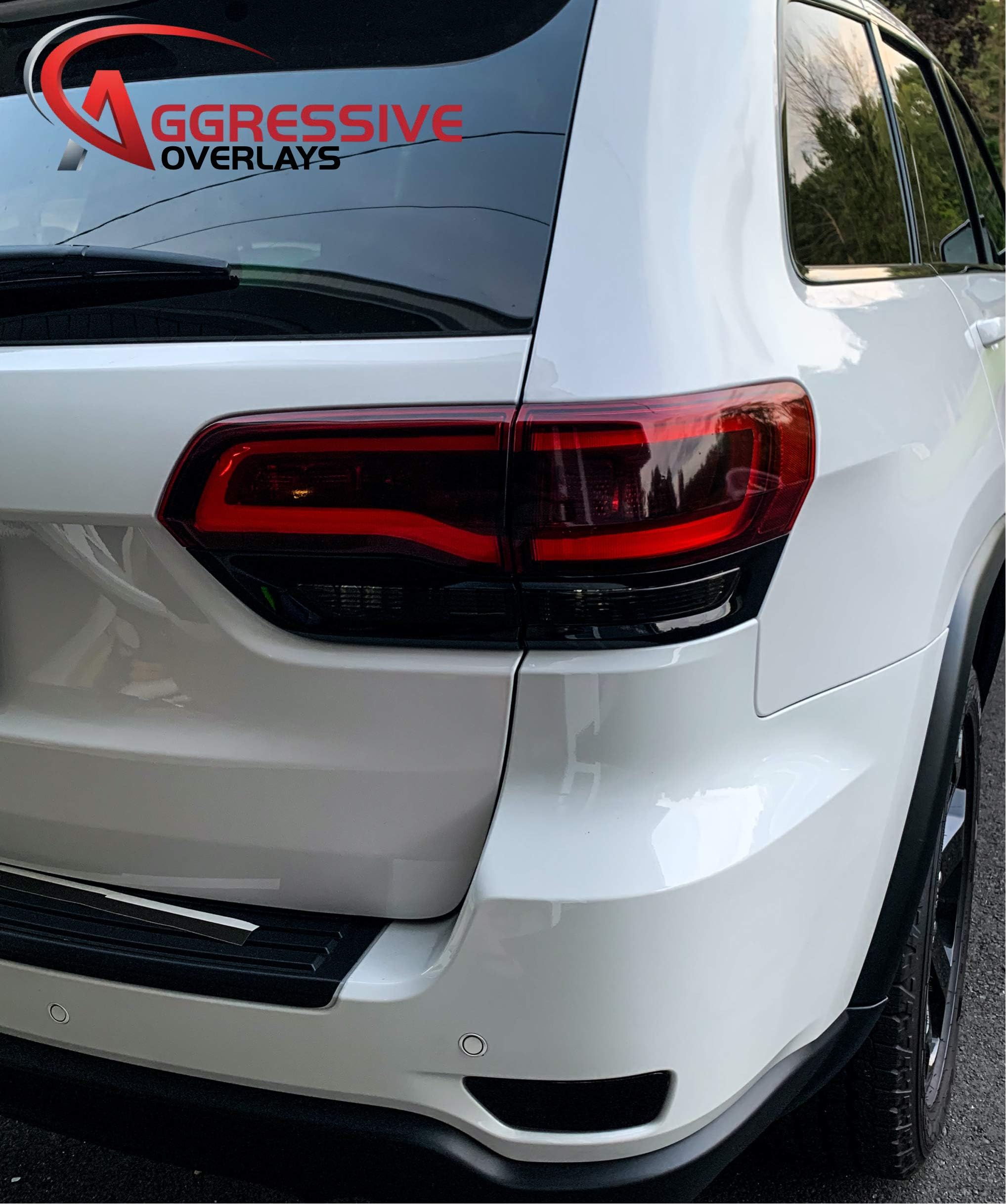 Compatible with 2014-2021 Jeep Grand Cherokee Tinted Taillight Film Third Brake Tail Light Overlay Covers (Dark Smoked)