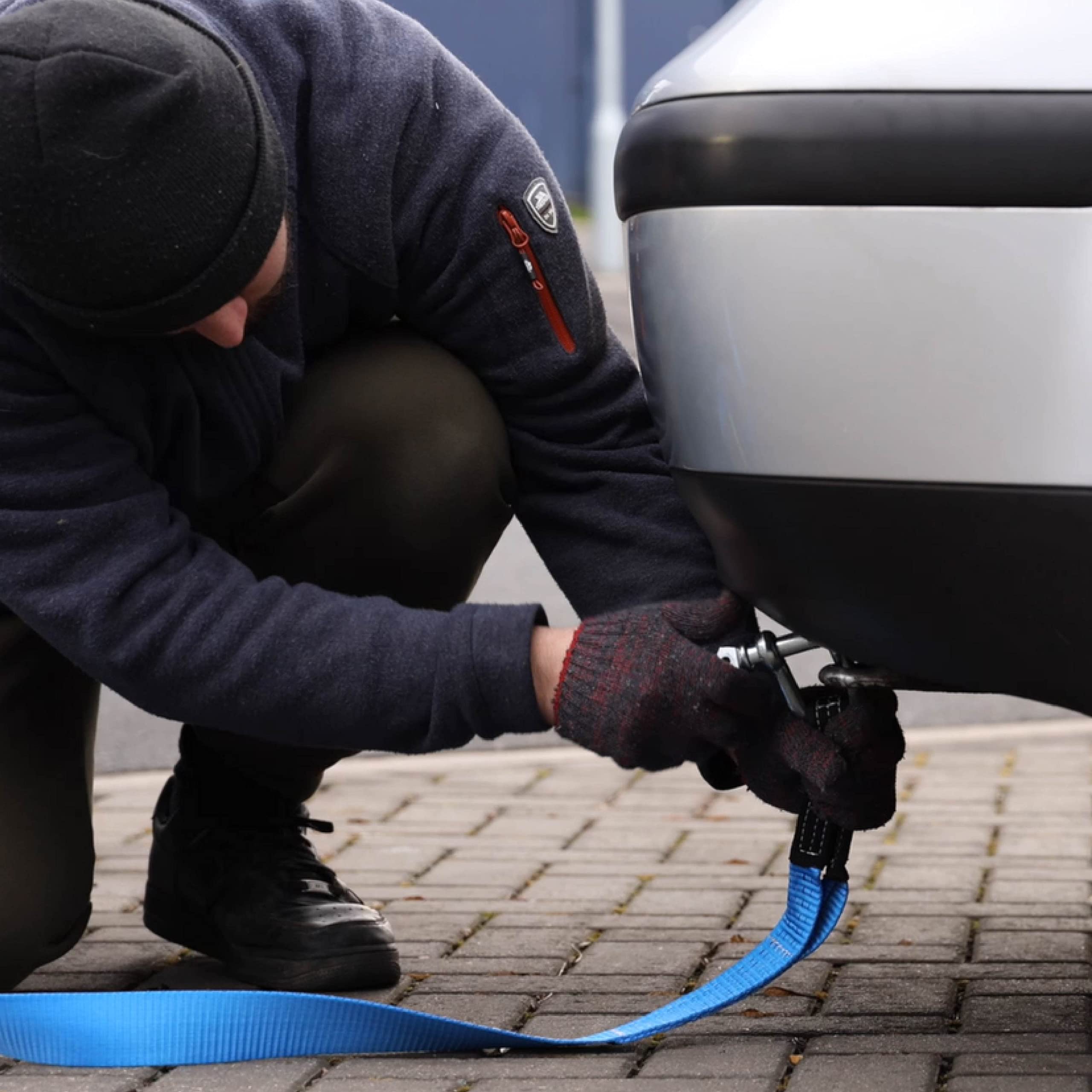 GADLANE Molta Forza Corda Da Traino Con Strisce Riflettenti Con 2 Ganci Di Sicurezza Cinghia Traino Guanti E Custodia Inclusi - 8 Tonnellate - 5 Metri Di Lunghezza