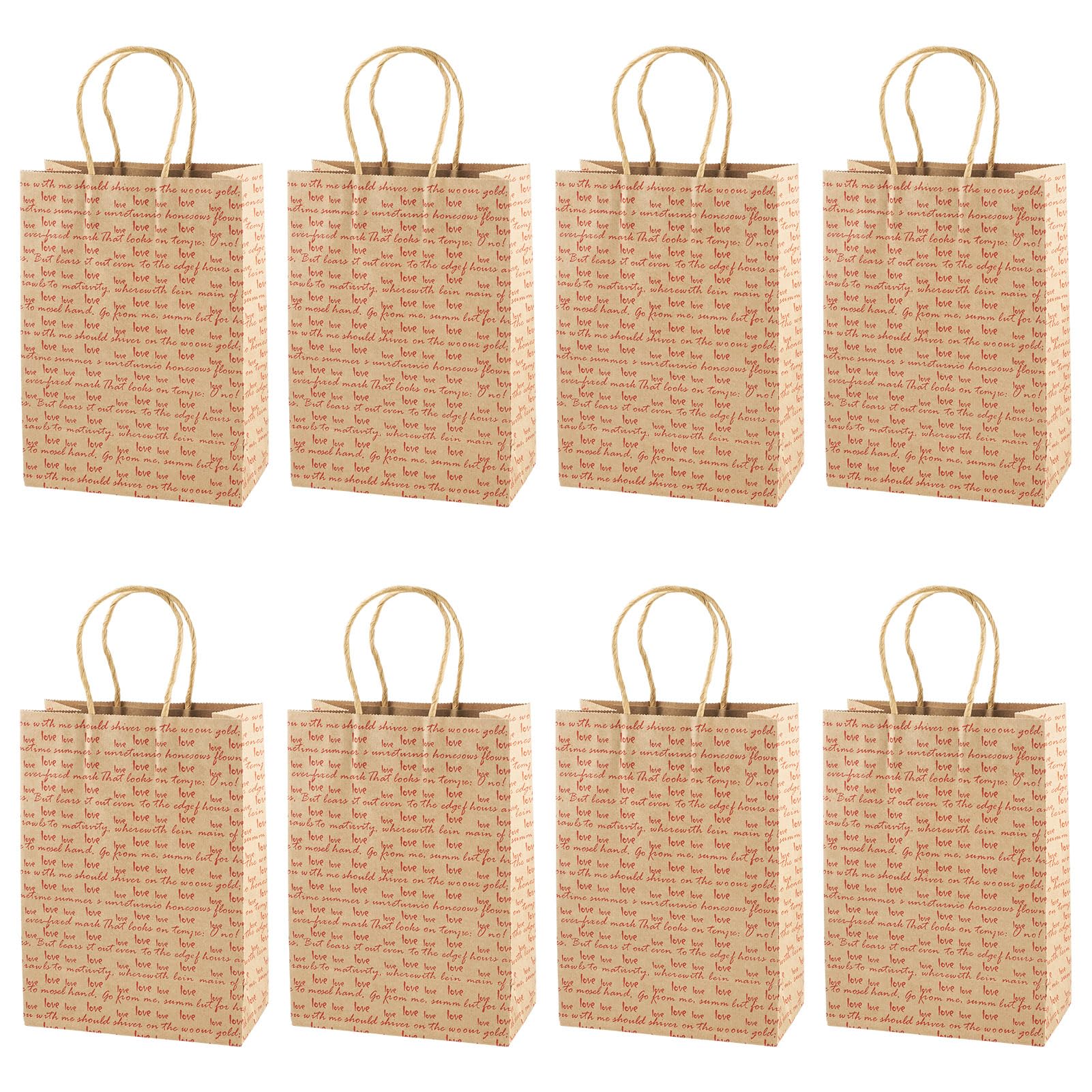 Crafans 10Pcs Valentine’s Day Theme Paper Bags with Handles Rectangle Present Bags Red with Word ‘Love’ Party Favour Paper Tote Bag Carrier Bag for Birthday Present Wedding Party Favors — image 1