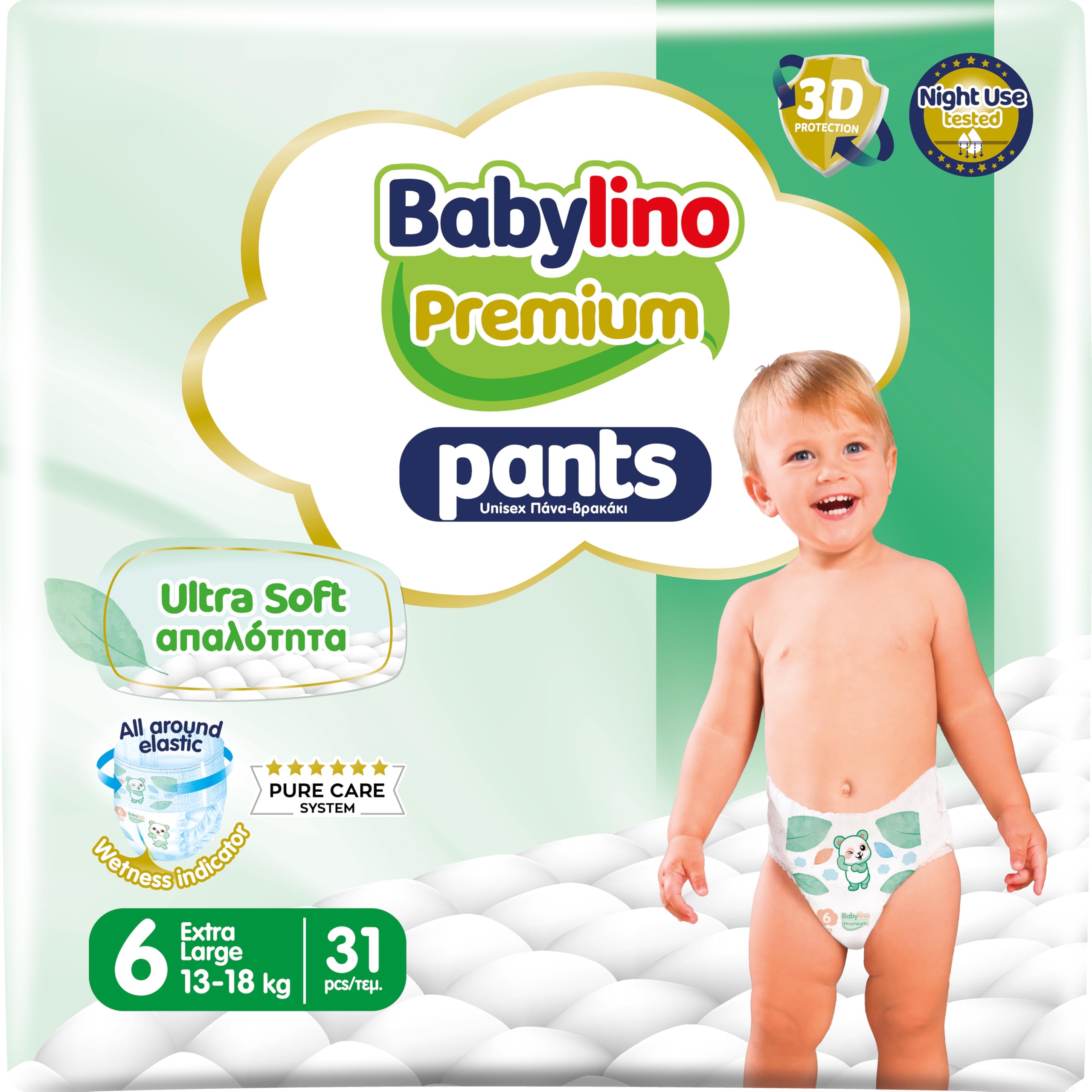 Babylino Premium Pants, Größe 6, mit Ultra-Soft-Filter, XL (13-18 kg), 31 Stück