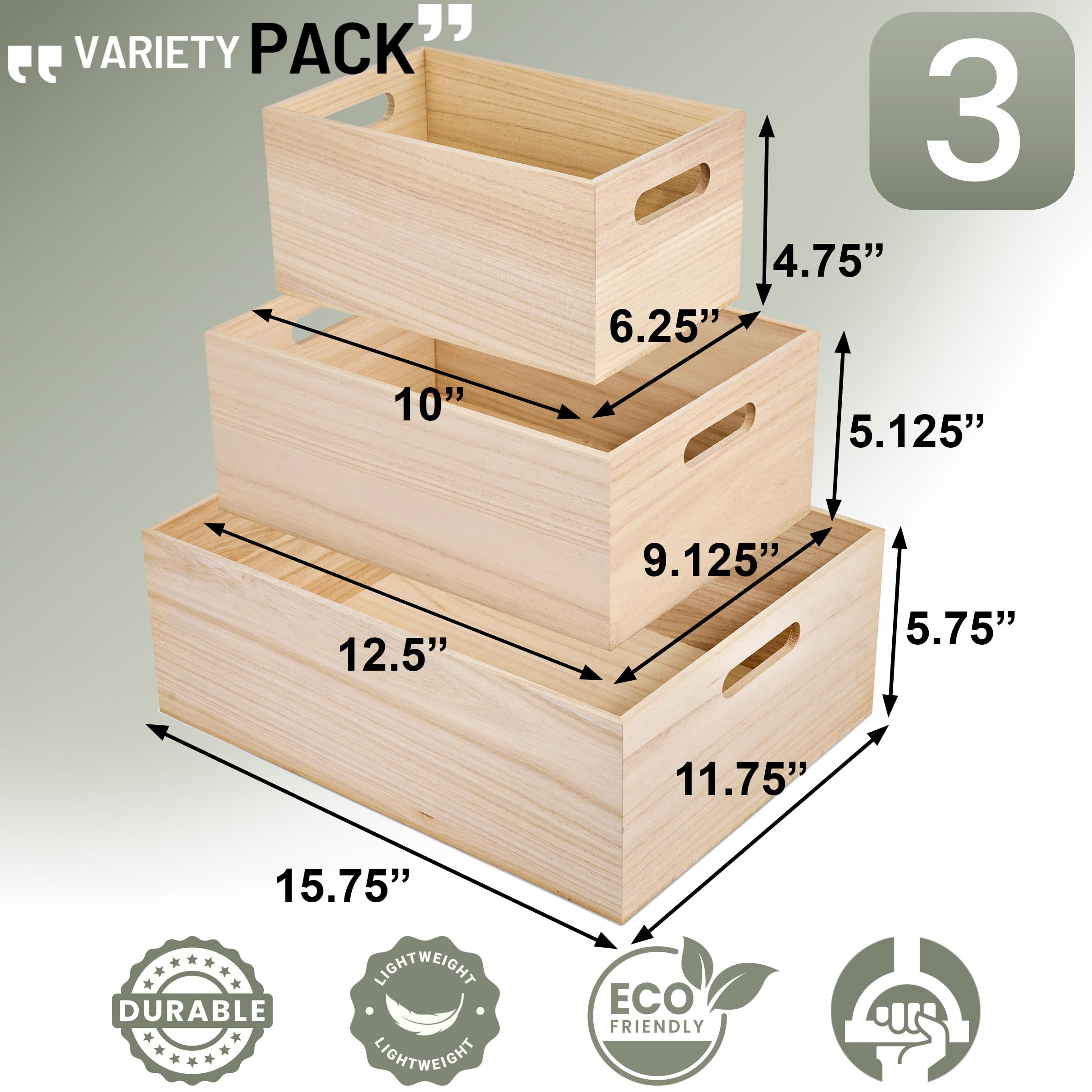 Amazon.com: Sorbus Unfinished Wood Crates - Organizer Bins, Wooden