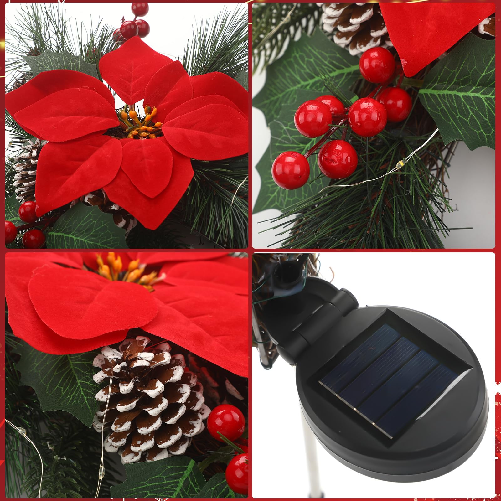 VIHOSE 2x Solar-Kardinal Gartenstecker – Metallene Vogel-Deko Mit Solarlicht Für Garten, Terrasse, Grab Oder Weihnachtsdeko