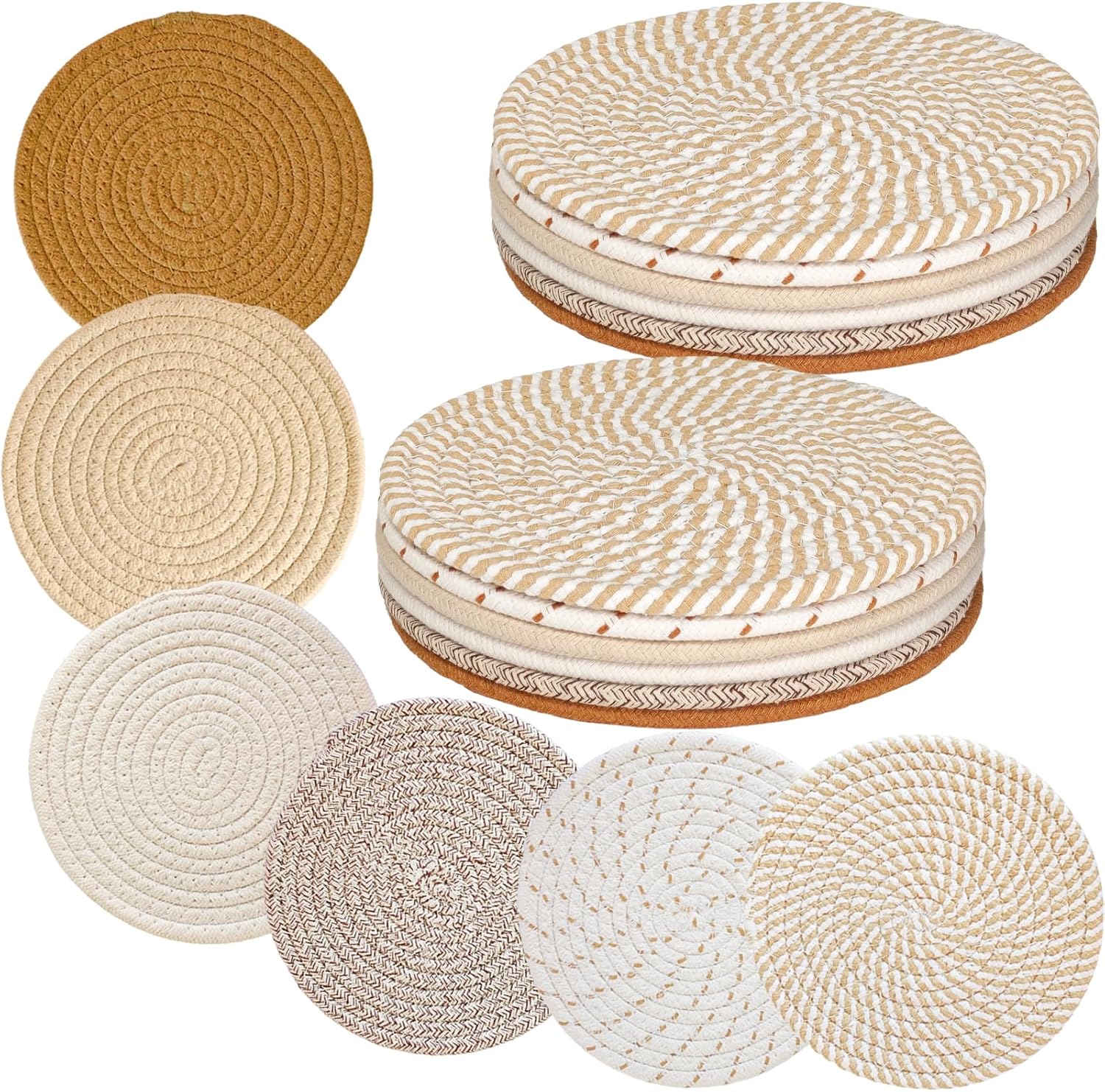 Amazon.com: 12 Pieces 8" Trivet Mats for Hot Dishes Hot Pots and Pans Heat Resistant Pot Holders ...