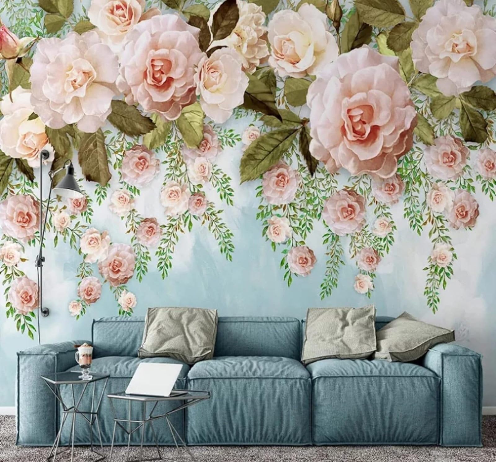 Fresh Beautiful Three Dimensional Pink Flowers 3D Wallpaper Easy Install Feature Office Living Room Sofa Bedroom TV Background Wall Decoration-400cm×280cm