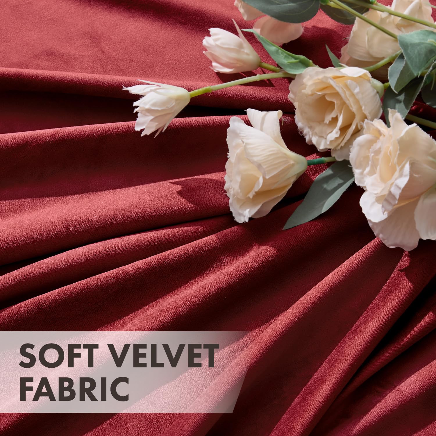 Woaboy Tenda in Velluto con Nastro Arricciato 140x280 cm Rosso Vino | Tende in Velluto Oscuranti Set da 2, Belle, Spesse e Pesanti Soggiorno Camera da Letto Oscuramento Tenda Termica