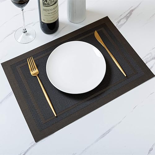 Miniatura 2 de Juego de 4 manteles individuales para mesa de comedor de PVC, antideslizante, lavable, resistente al calor, para decoración de casa de campo,