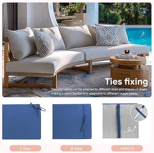 Miniatura 5 de Cojín de banco, cojines de banco personalizados para muebles de exterior, doble tubería, impermeable, cojín de asiento de banco de patio, cojín de