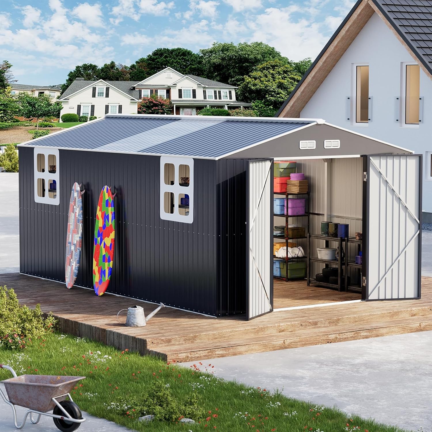 Amazon.com : WELYAS 10x16 FT Metal Storage Shed with Unique Floor