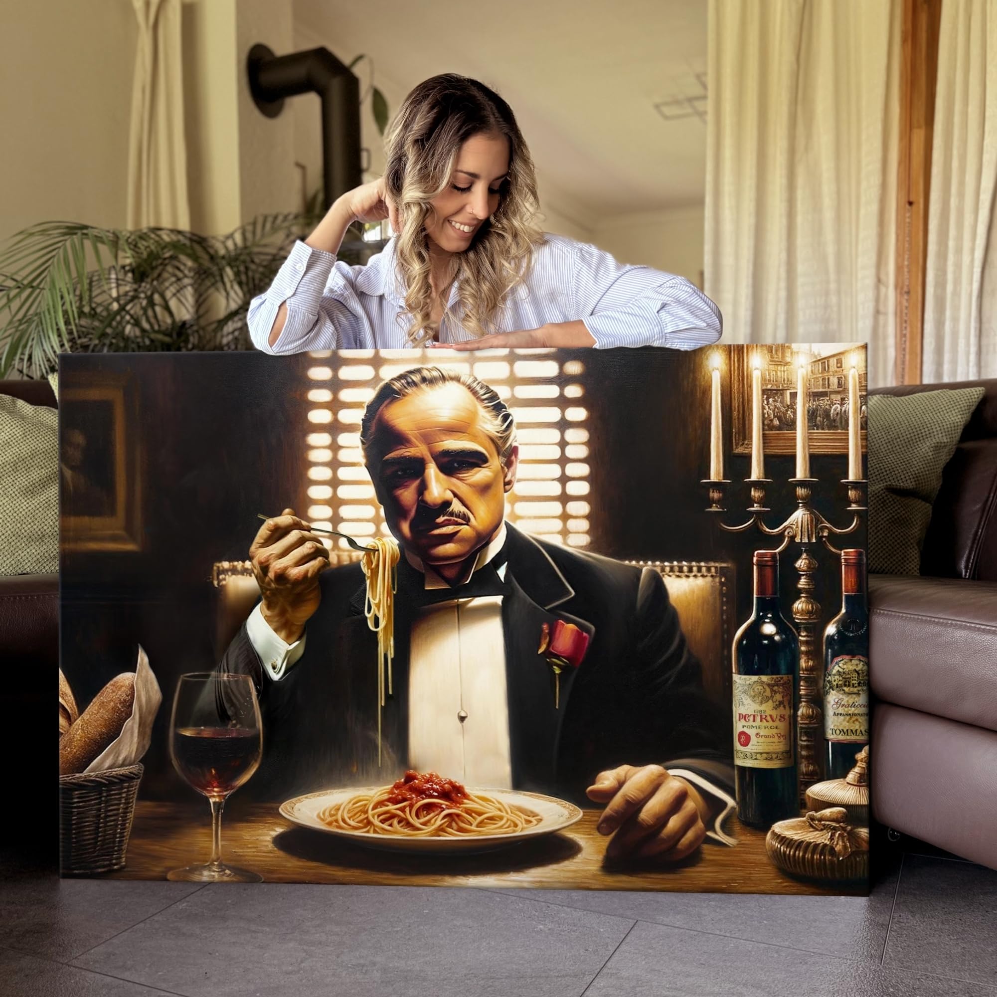 Artmazing | Pate Pasta Bild Bunt | Leinwandbild XXL Wohnzimmer | Wanddekoration | Poster