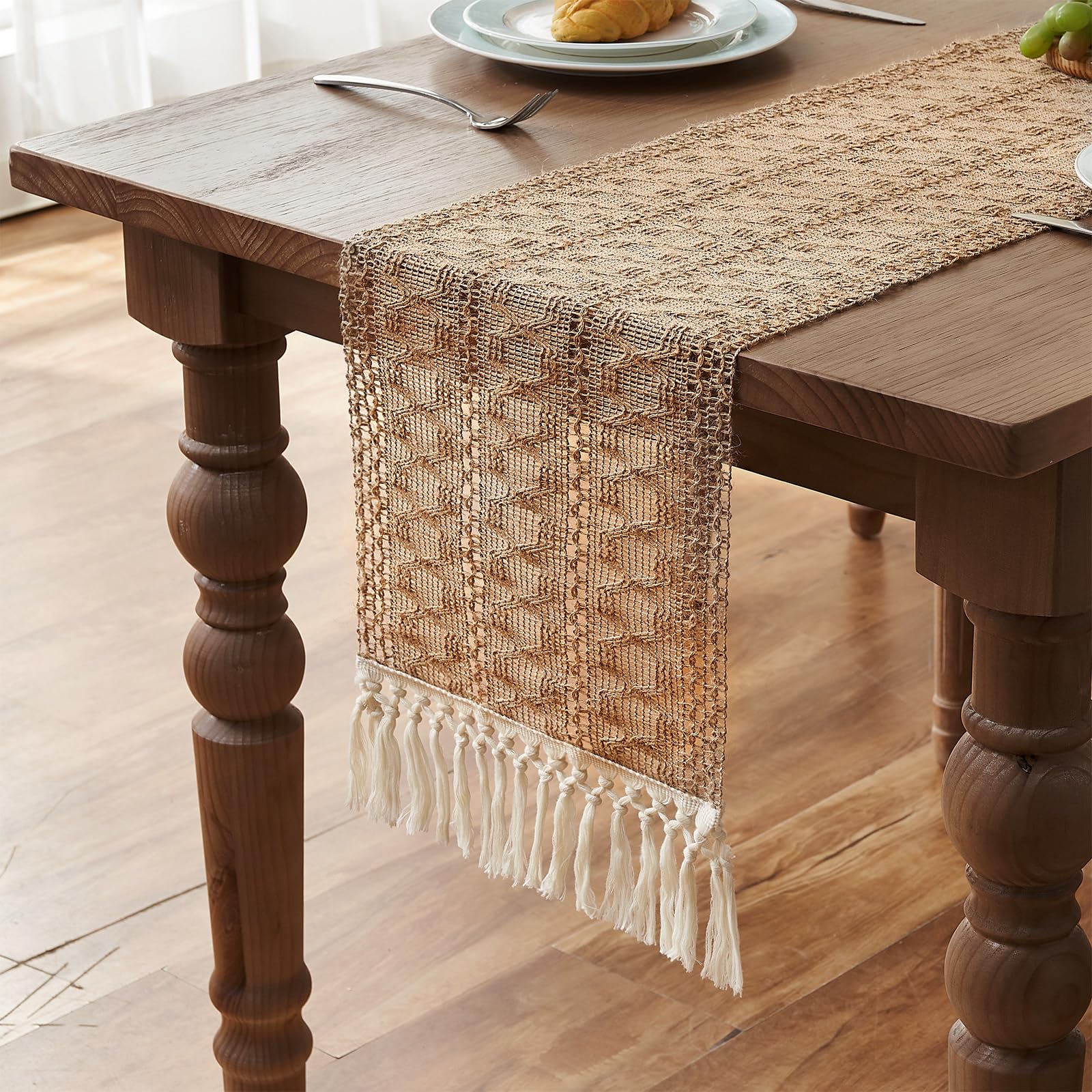 Chemin de Table Boho, chemin de Table rustique de ferme, décorations de