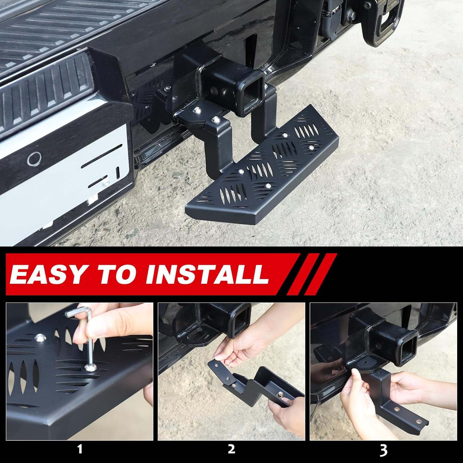 Hitch Step Compatible with 2024 2025 2026 Hummer EV SUV Rear Bumper Anti Slip Towing Hitch Steps Rear Tow Hitch Rear Bumper Guard Protector Accessories