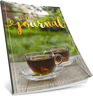 Dékokind® Bullet Journal: Ca. A4-Format • 100 Seiten, Punktraster Notizbuch mit Register • Dotted Grid Notebook, Punktkariertes Papier, Zeichenbuch • ArtNr. 24 Teezeit • Vintage Softcover