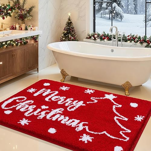 Miniatura 12 de Alfombras de baño de 32"x20", tapete de baño de microfibra absorbente ultra suave, grueso, afelpado y esponjoso, respaldo antideslizante, tapetes de