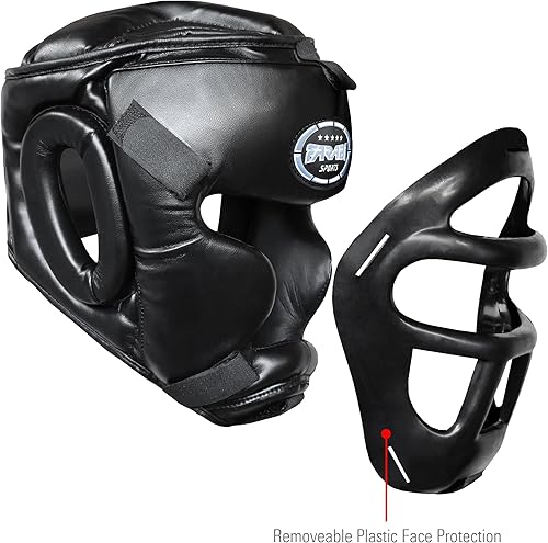 Vista 6 de Farabi Sports Parrilla de boxeo, engranaje de cabeza de entrenamiento de MMA Kickboxing Sparring Gear Parrilla frontal extraíble Negro