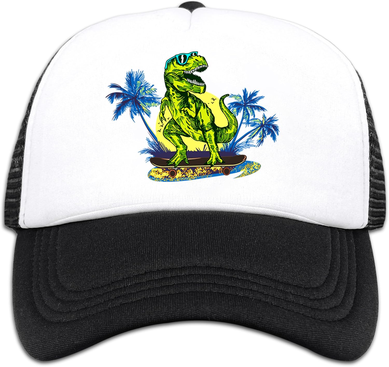 Negi Dinosaur Boy Hats Mesh Snapback Baseball Cap for Kid Girls,Funny Dinosaur Black Trucker Hats for Toddler Boys