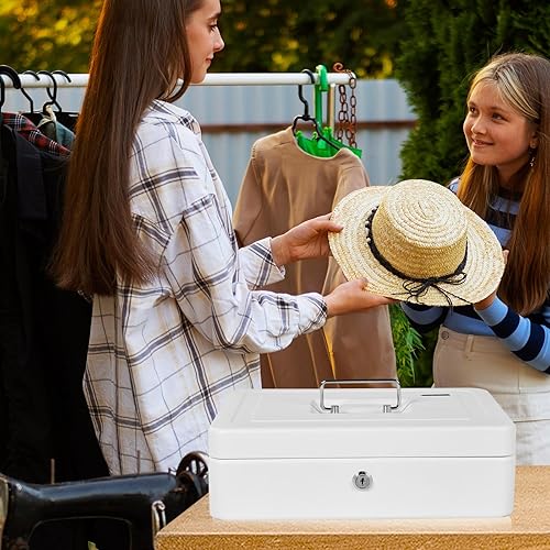 Miniatura 52 de Caja de dinero grande con cerradura de combinación y bandeja de dinero, caja de dinero con bandeja para efectivo, caja fuerte con cerradura