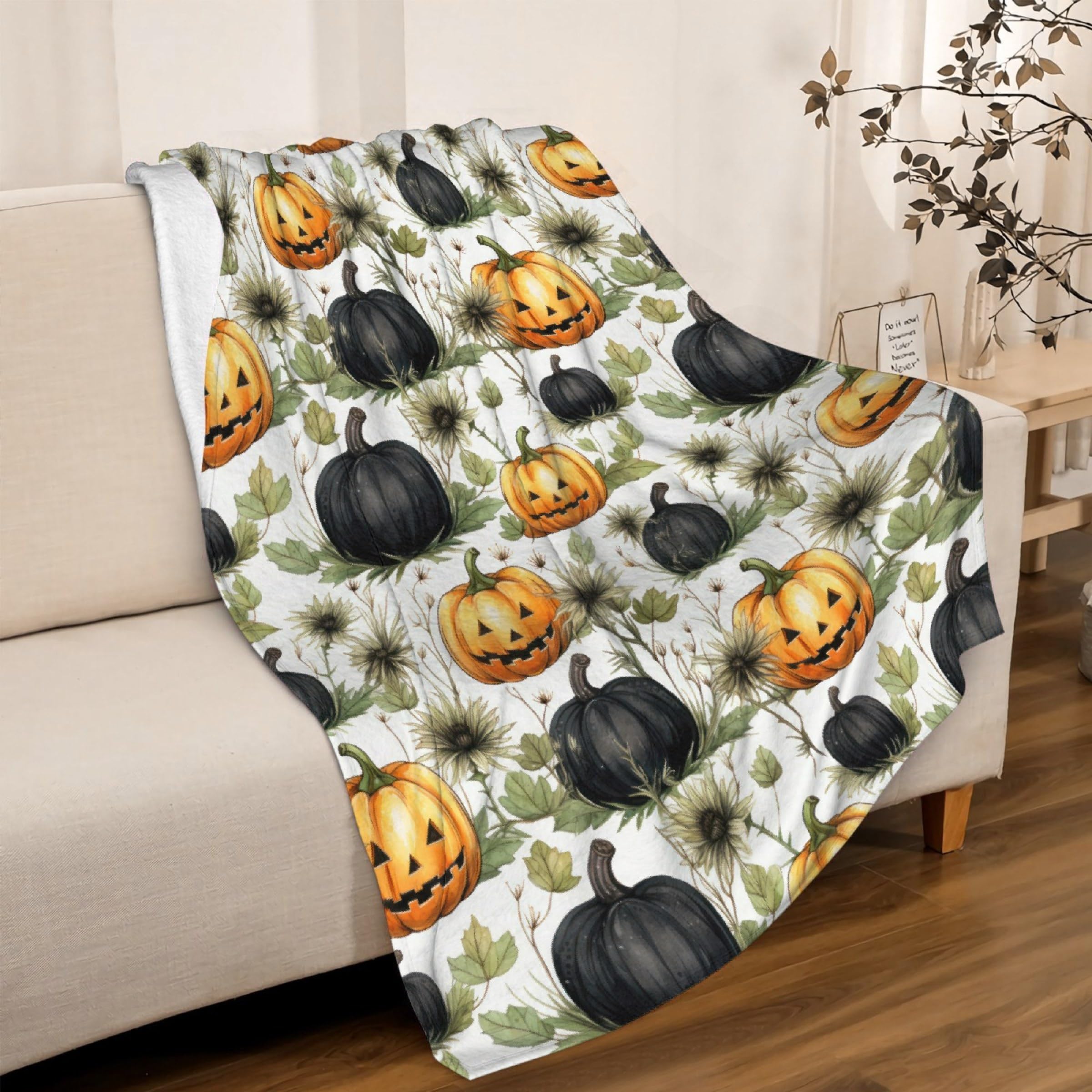 Halloween Pumpkins Blanket, Super Soft Fleece Cozy Flannel Throw Blanket, Air Conditioning Blanket, 80x60 inches for Adult