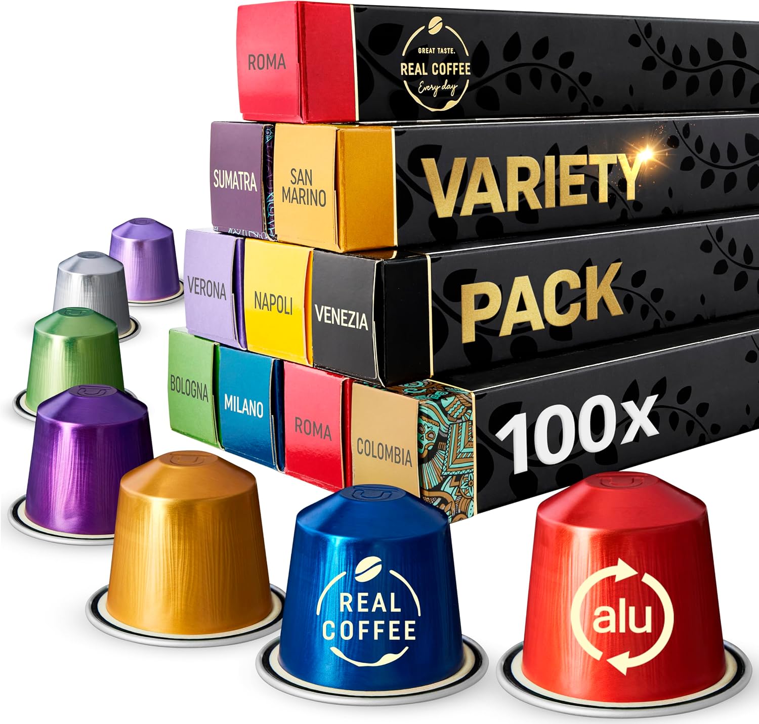 Mixed Variety Pack for Nespresso Original Machines | 100 Aluminum Capsules | 9 Unique Italian Flavors | Made in Italy | Espresso Coffee Pods Compatible Only with Nespresso Original Line Machine
