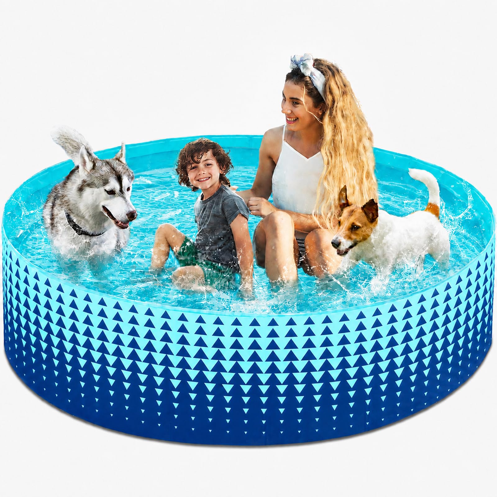 Jasonwell Foldable Dog Kiddie Pool - Hard Plastic Kids Paddling Pool Toddler Baby Swimming Pools for Backyard Collapsible Whelping Box Pet Doggie Cats Wading Pools Bathtub for Puppy Large Dogs 79In,G