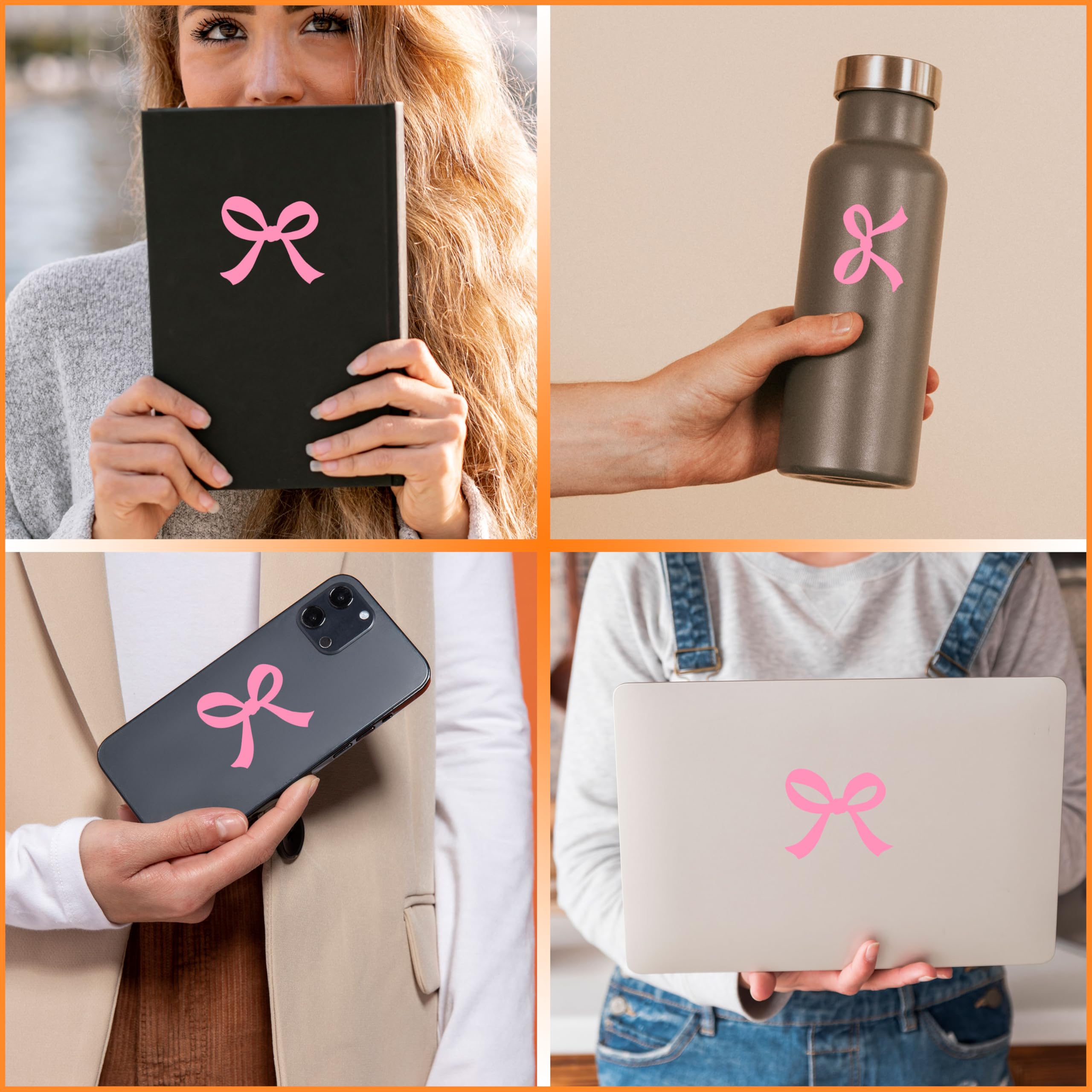 Set 3Pcs Pink Bow Rearview Mirror Decals Cute Bow Girly Stuff Bookish Stickers Aesthetic Ribbon Water Bottle Kindle — view 5